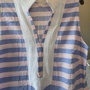 Sail to Sable Blue and Pink Striped Midi Dress